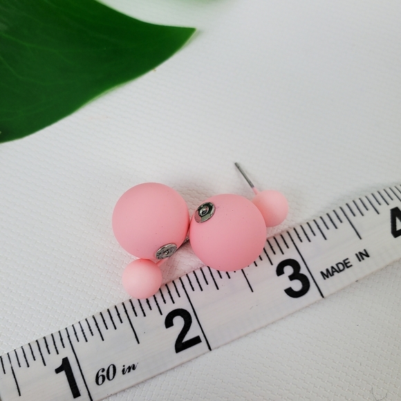 Double Sided Rubber Ball Stud Earrings 2 in One - Picture 5 of 5